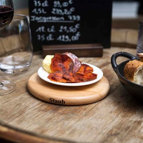 STAUB Cast Iron 6-inch Round Magnetic Wood Trivet - Image 4