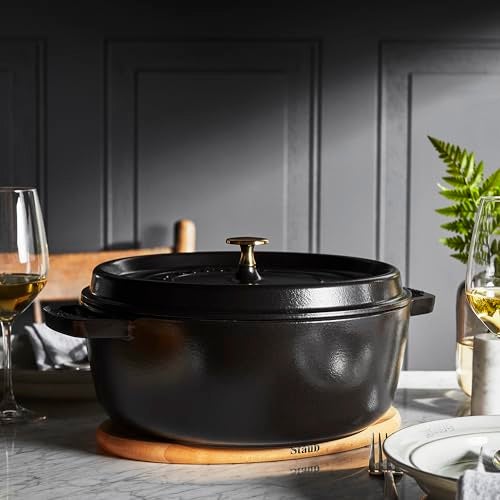 STAUB Cast Iron 6-inch Round Magnetic Wood Trivet - Image 3