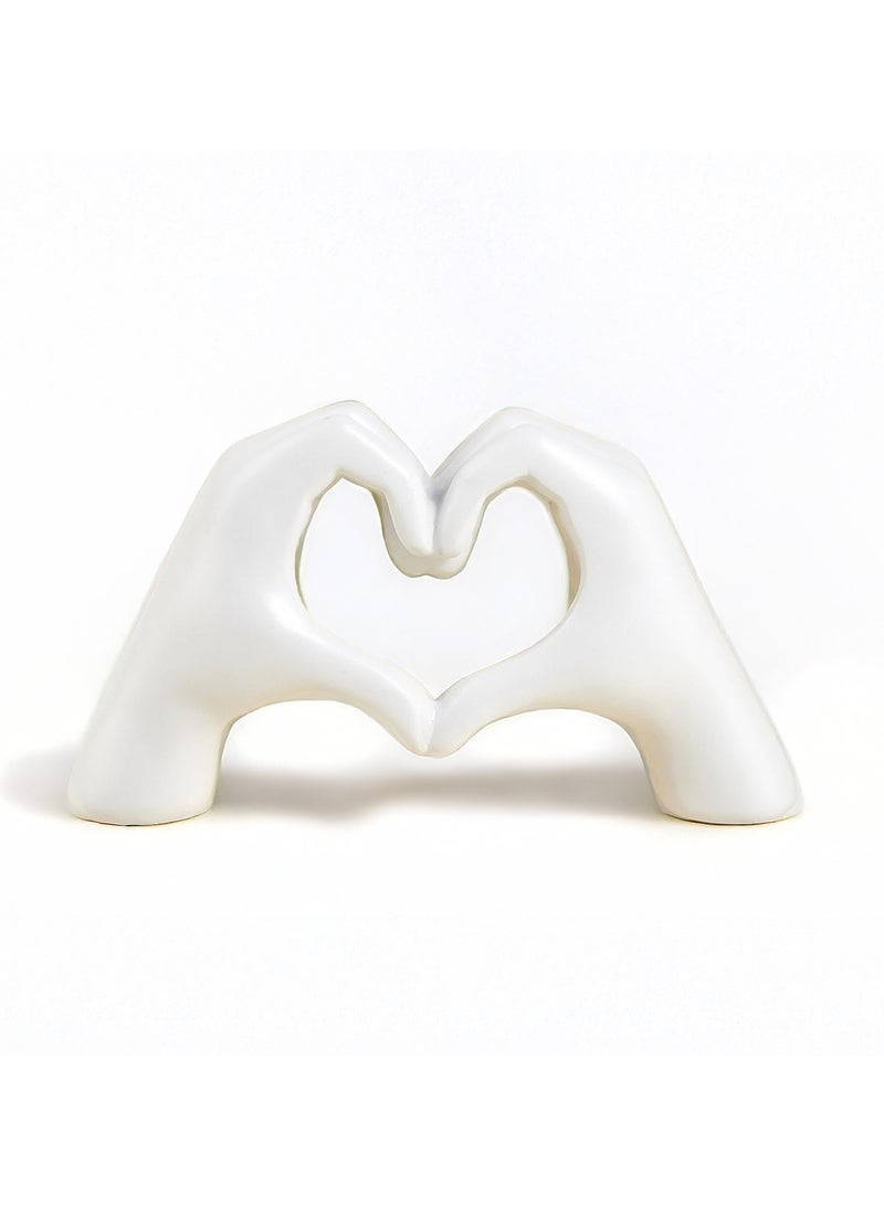 Heart-Shaped 10cm Resin Sculpture Love Gesture Decoration, Love Decoration Ornaments Expression of Appreciation White - Image 1
