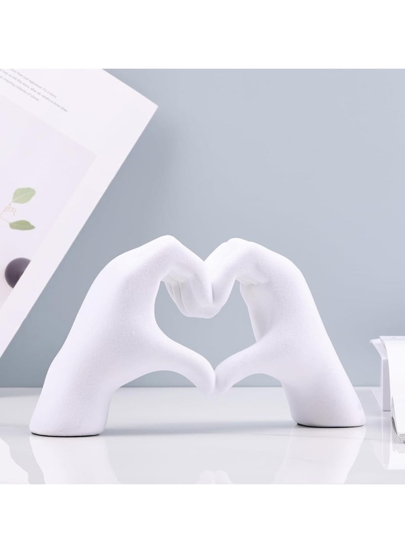 Heart-Shaped 10cm Resin Sculpture Love Gesture Decoration, Love Decoration Ornaments Expression of Appreciation White - Image 2