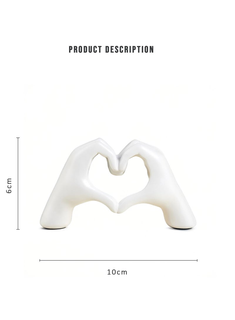 Heart-Shaped 10cm Resin Sculpture Love Gesture Decoration, Love Decoration Ornaments Expression of Appreciation White - Image 3