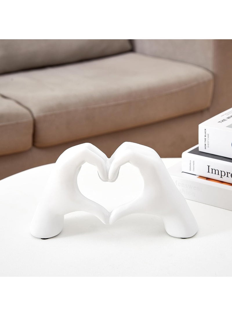 Heart-Shaped 10cm Resin Sculpture Love Gesture Decoration, Love Decoration Ornaments Expression of Appreciation White - Image 4