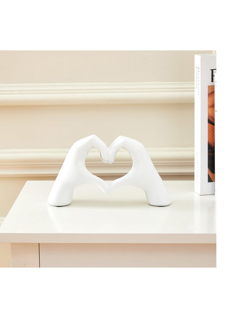 Heart-Shaped 10cm Resin Sculpture Love Gesture Decoration, Love Decoration Ornaments Expression of Appreciation White - Image 5