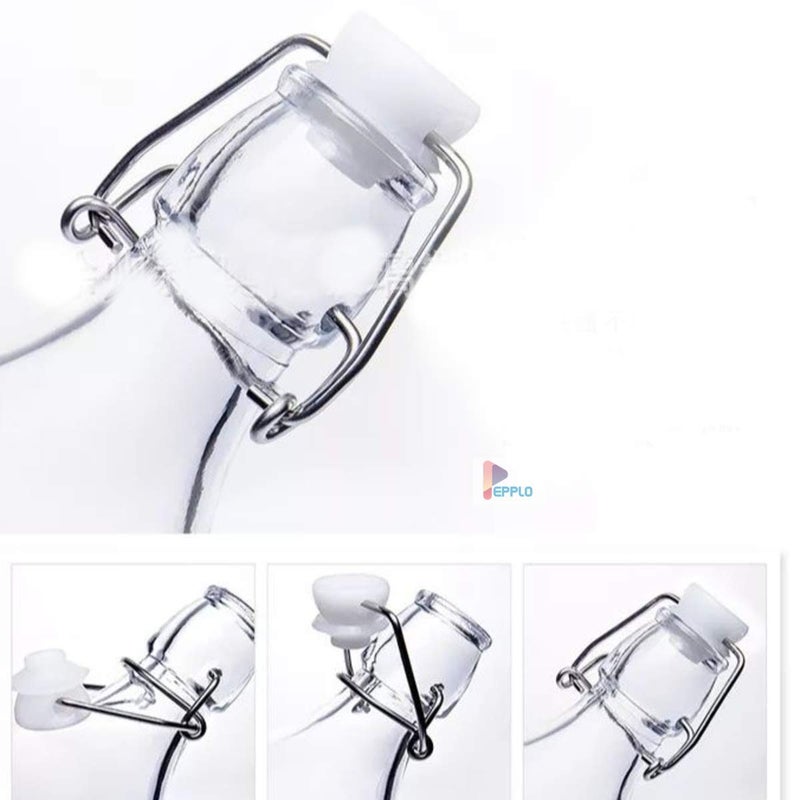 pepplo Clear Glass Beer Bottles for Home Brewing with Easy Wire Swing Cap & Airtight Silicone Seal (Square 500ml Pack 1) - Image 5