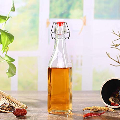 pepplo Clear Glass Beer Bottles for Home Brewing with Easy Wire Swing Cap & Airtight Silicone Seal (Square 500ml Pack 1) - Image 1