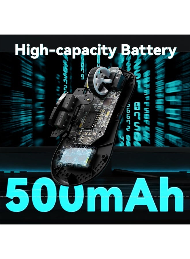 هجوم القرش ماوس ألعاب لاسلكي V5 خفيف الوزن للغاية 53 جرامًا، مستشعر بصري PAW3950MAX بدقة 42 ألف نقطة في البوصة، وحدة تحكم دقيقة Nordic 52840، 20000 إطار في الثانية، معدل استطلاع 8 كيلو هرتز، مستقبل LED، اتصال ثلاثي الأوضاع BT/2.4G/سلكي، بطارية قابلة لإعادة الشحن 500 مللي أمبير في الساعة - Image 4