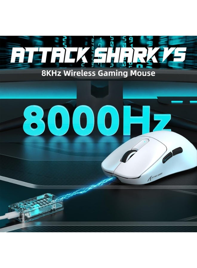 هجوم القرش ماوس ألعاب لاسلكي V5 خفيف الوزن للغاية 53 جرامًا، مستشعر بصري PAW3950MAX بدقة 42 ألف نقطة في البوصة، وحدة تحكم دقيقة Nordic 52840، 20000 إطار في الثانية، معدل استطلاع 8 كيلو هرتز، مستقبل LED، اتصال ثلاثي الأوضاع BT/2.4G/سلكي، بطارية قابلة لإعادة الشحن 500 مللي أمبير في الساعة - Image 2