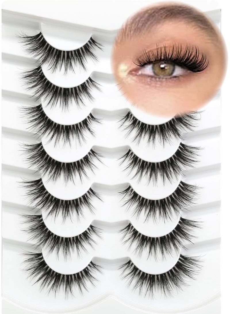 كومبي 7 أزواج من الرموش الصناعية، رموش ثلاثية الأبعاد بطول 14 مم، مظهر طبيعي، رموش عين القطة، مجموعة تمديد الرموش حتى 14 مم - Image 2