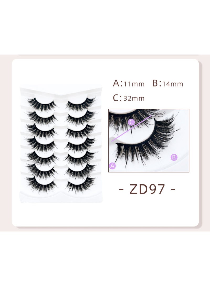 كومبي 7 أزواج من الرموش الصناعية، رموش ثلاثية الأبعاد بطول 14 مم، مظهر طبيعي، رموش عين القطة، مجموعة تمديد الرموش حتى 14 مم - Image 3