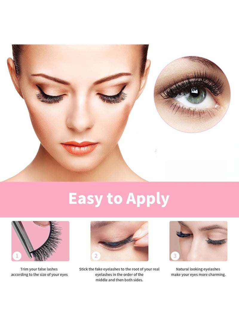 كومبي 7 أزواج من الرموش الصناعية، رموش ثلاثية الأبعاد بطول 14 مم، مظهر طبيعي، رموش عين القطة، مجموعة تمديد الرموش حتى 14 مم - Image 5