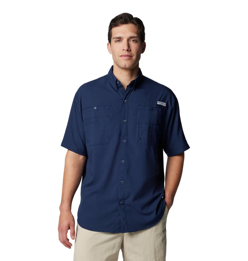 Columbia Mens PFG Tamiami II Short Sleeve Fishing Shirt Collegiate Navy XSmall