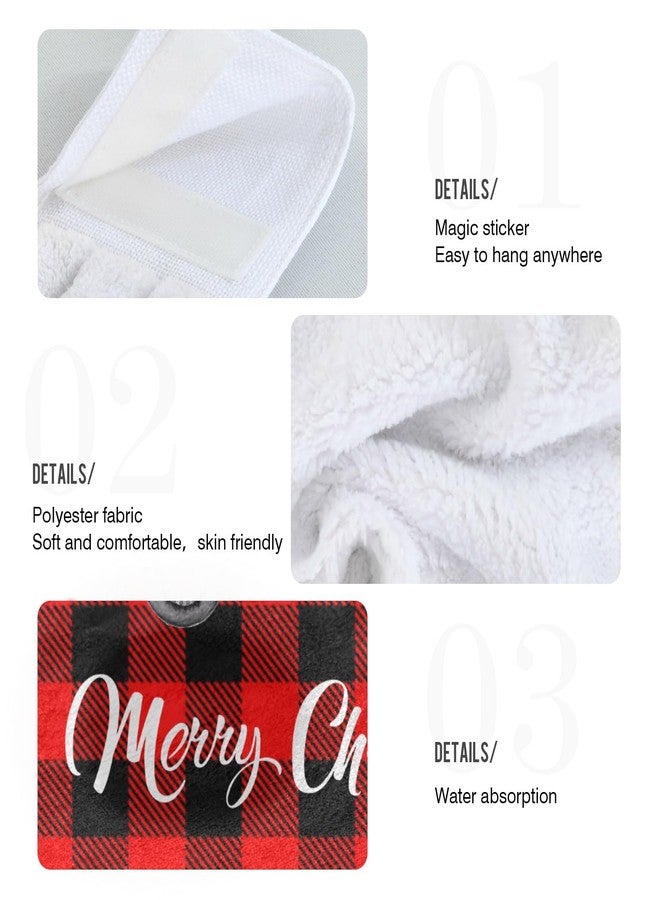 Boccsty Christmas Tree Truck Fingertip Bath Towels 2 Pcs New Year Red Black Plaid Tartan Hanging Kitchen Hand Towel Absorbent Dish Cloths for Bathroom Farmhouse Tabletop Home Decor - Image 5