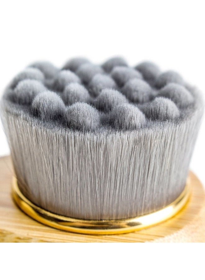 Rosette Hair Bamboo Charcoal Fibre Face Brushes Soft Facial Cleanser Facial Skin Care Tool pore cleaner Exfoliate Brush Bamboo Handle (grey) - Image 4