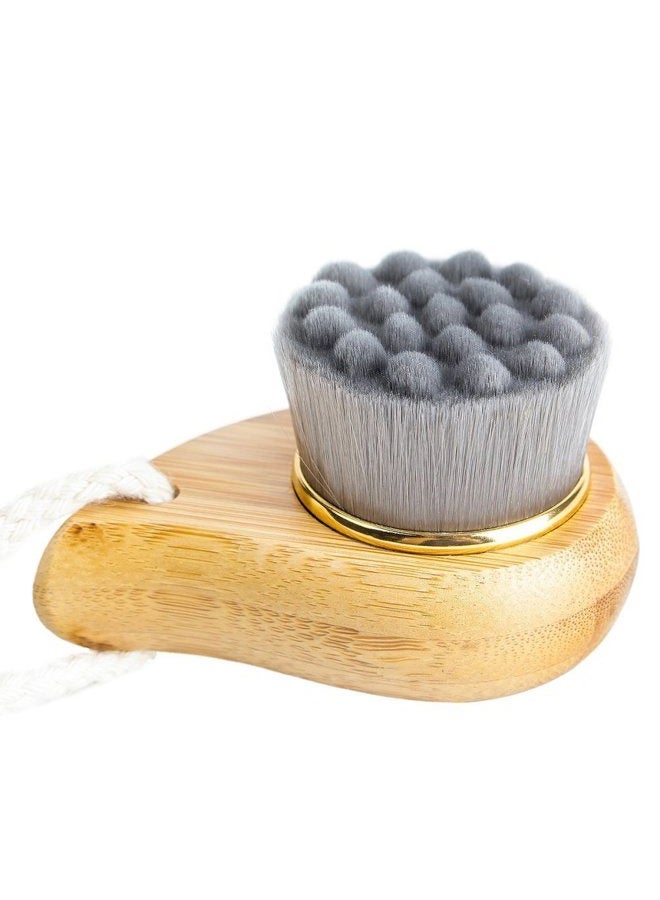 Rosette Hair Bamboo Charcoal Fibre Face Brushes Soft Facial Cleanser Facial Skin Care Tool pore cleaner Exfoliate Brush Bamboo Handle (grey) - Image 2