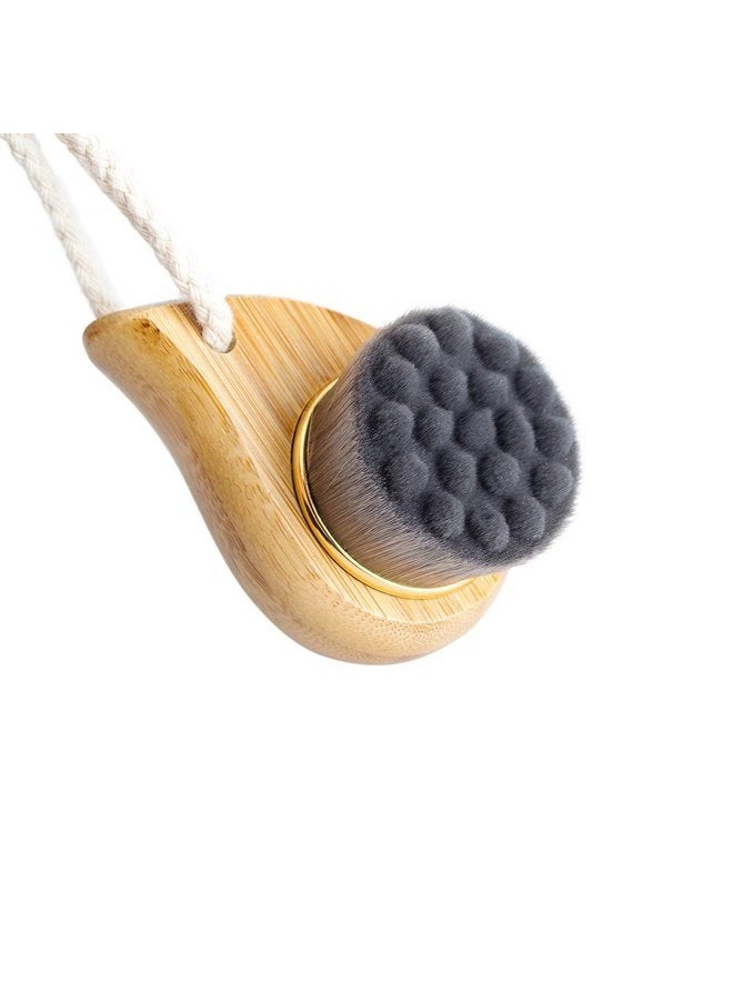 Rosette Hair Bamboo Charcoal Fibre Face Brushes Soft Facial Cleanser Facial Skin Care Tool pore cleaner Exfoliate Brush Bamboo Handle (grey) - Image 1