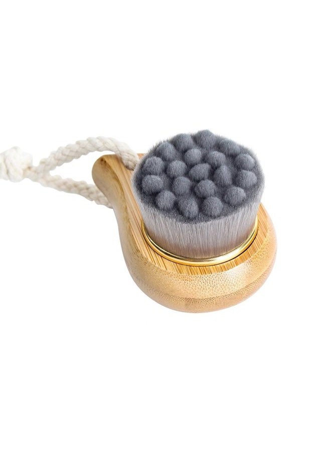 Rosette Hair Bamboo Charcoal Fibre Face Brushes Soft Facial Cleanser Facial Skin Care Tool pore cleaner Exfoliate Brush Bamboo Handle (grey) - Image 3
