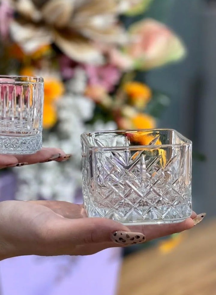 مجموعة من 6 أوعية تقديم زجاجية - شكل مربع | أوعية تقديم المطبخ، أوعية تقديم جميلة للحلوى والفشار والفواكه والوجبات الخفيفة والآيس كريم - Image 4