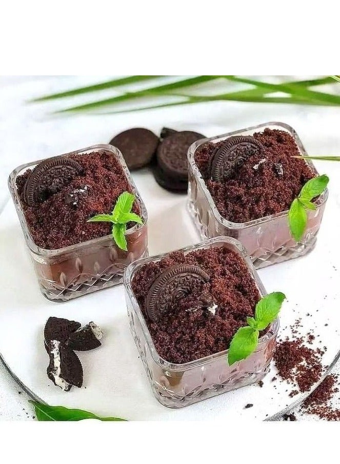 مجموعة من 6 أوعية تقديم زجاجية - شكل مربع | أوعية تقديم المطبخ، أوعية تقديم جميلة للحلوى والفشار والفواكه والوجبات الخفيفة والآيس كريم - Image 2