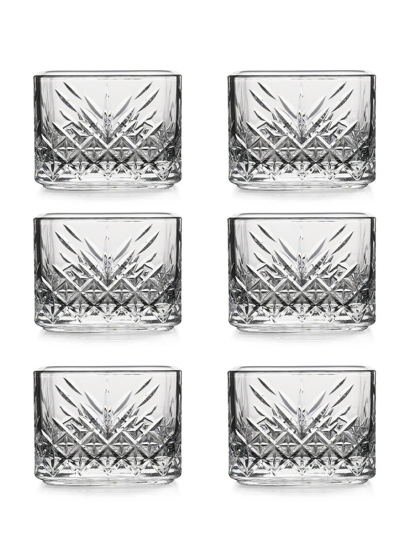 مجموعة من 6 أوعية تقديم زجاجية - شكل مربع | أوعية تقديم المطبخ، أوعية تقديم جميلة للحلوى والفشار والفواكه والوجبات الخفيفة والآيس كريم - Image 1