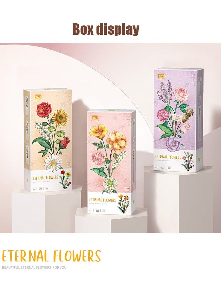 NIBEMINENT - 568pcs Mini Bricks Flower Bouquet Building Sets, Artificial Flowers, DIY Unique Home Decoration, Botanical Collection For Girl - Image 1