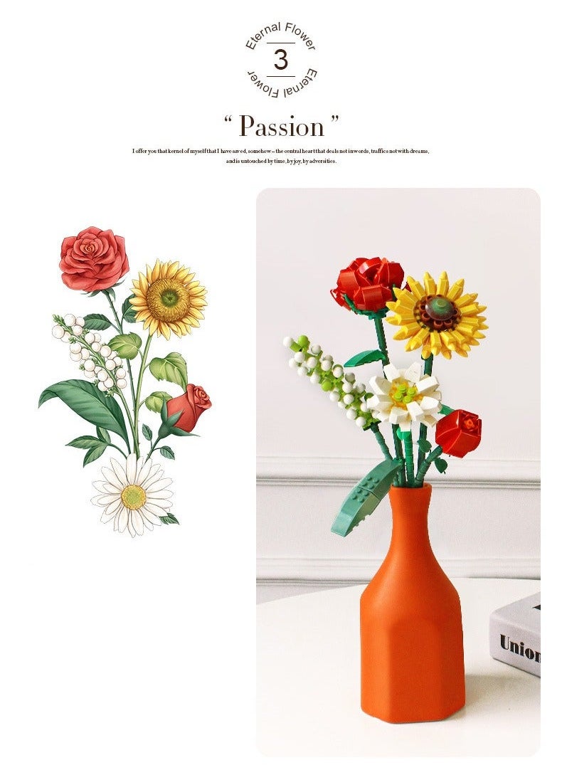 NIBEMINENT - 568pcs Mini Bricks Flower Bouquet Building Sets, Artificial Flowers, DIY Unique Home Decoration, Botanical Collection For Girl - Image 1
