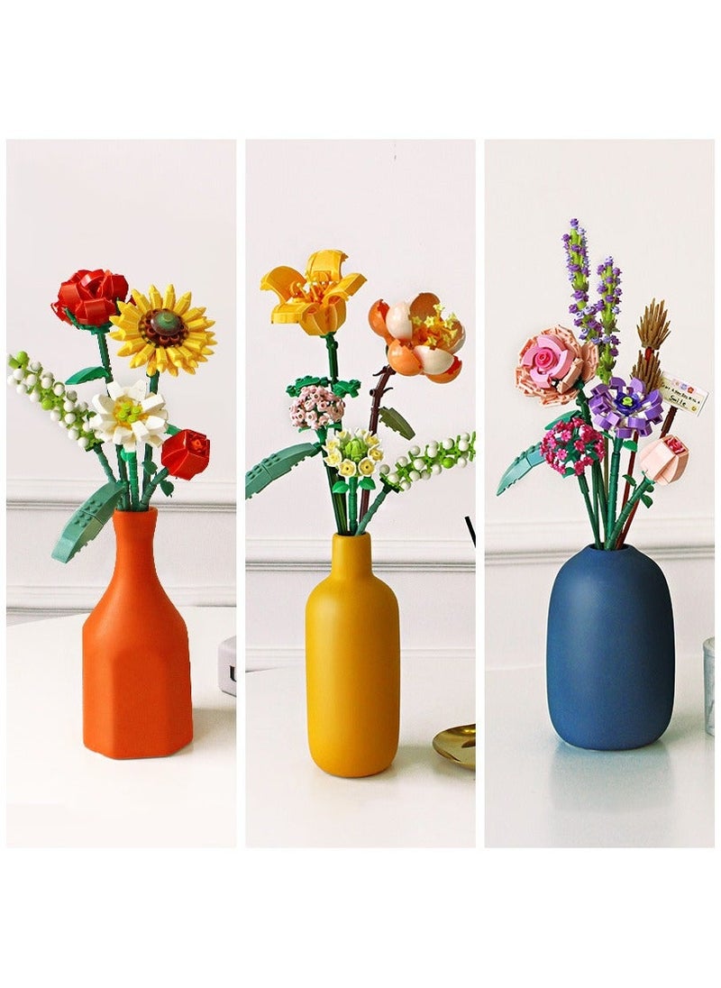 NIBEMINENT - 568pcs Mini Bricks Flower Bouquet Building Sets, Artificial Flowers, DIY Unique Home Decoration, Botanical Collection For Girl - Image 1