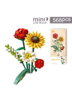 568pcs Mini Bricks Flower Bouquet Building Sets, Artificial Flowers, DIY Unique Home Decoration, Botanical Collection For Girl