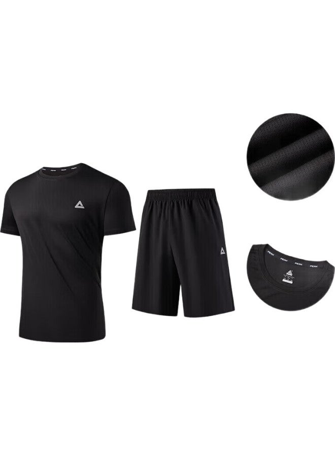 PEAK Sports Set For Men, Summer Running Sports Casual Badminton Outfit, Breathable Two-Piece Short-Sleeve Shorts For Men, Df142001 - Image 2
