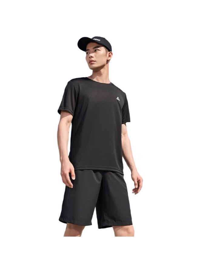 PEAK Sports Set For Men, Summer Running Sports Casual Badminton Outfit, Breathable Two-Piece Short-Sleeve Shorts For Men, Df142001 - Image 1