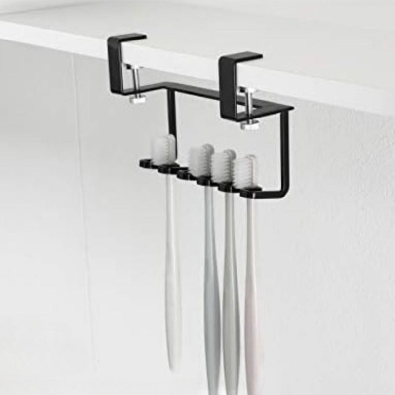 White No Drill Toothbrush Holder Under Cabinet With Locking System - Image 5