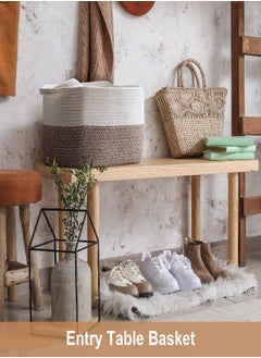 Goodpick Goodpick Cube Storage Bins - Shelf Baskets for Storage Toys Storage Basket Towel Book Cloth Storage Bins for Office Woven Basket for Shelves Baby Laundry Basket Closet Storage Basket, 13''x9.8''x9''  - Image 2