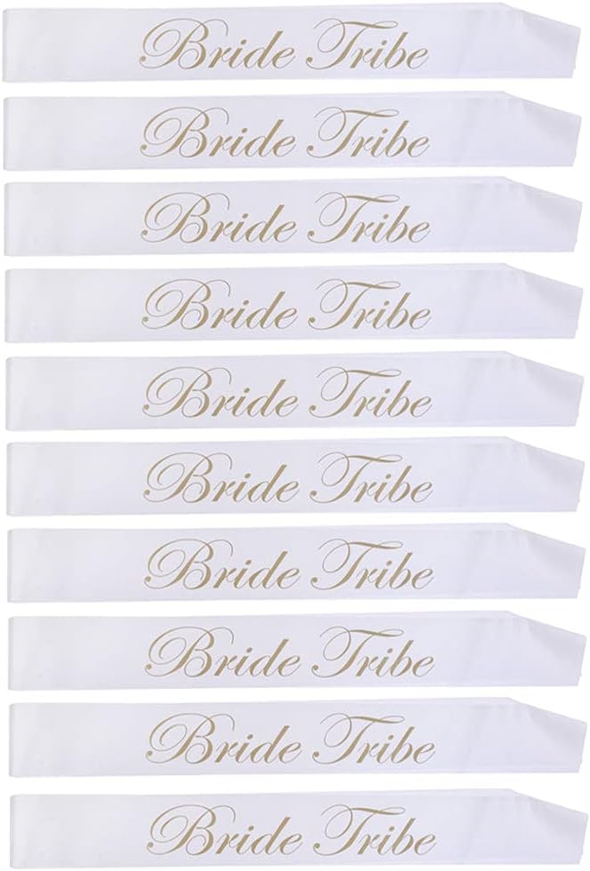 klarako 10pcs/lot White Gold Hens Party Night Do Sash Bride Tribe Sashes Accessory Wedding Bridal Shower Gifts 78 x 10cm - Image 2