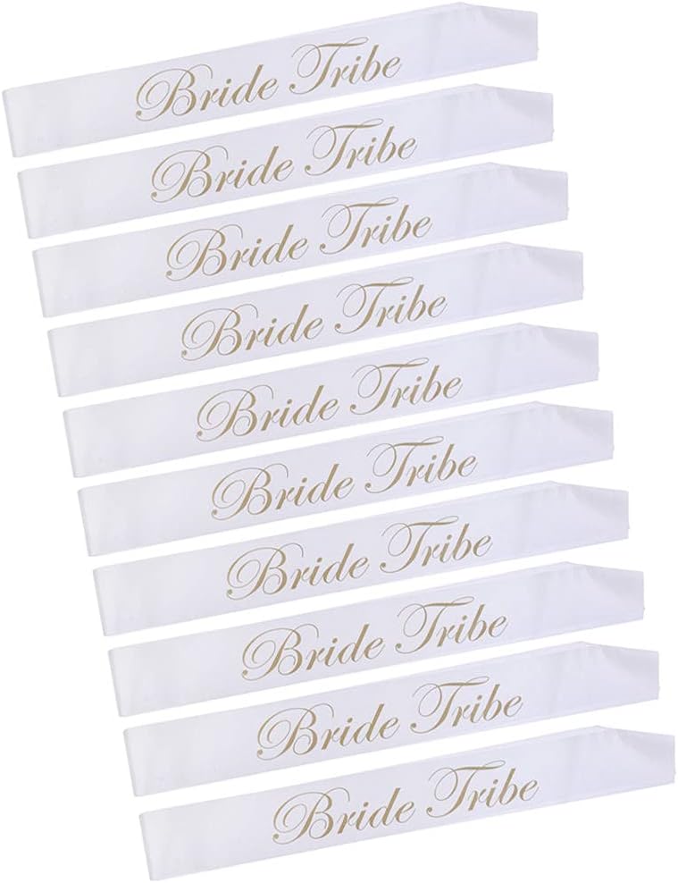 klarako 10pcs/lot White Gold Hens Party Night Do Sash Bride Tribe Sashes Accessory Wedding Bridal Shower Gifts 78 x 10cm - Image 1