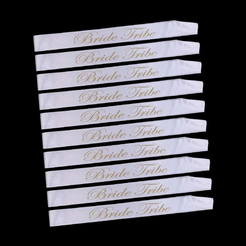 klarako 10pcs/lot White Gold Hens Party Night Do Sash Bride Tribe Sashes Accessory Wedding Bridal Shower Gifts 78 x 10cm - Image 3