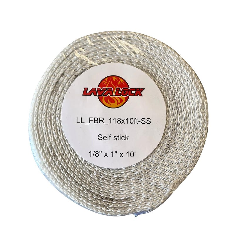 LavaLock ® 1 x 1/8 x 10 ft Adhesive Backed Wood Stove Door Gasket Fiberglass Seal SELF Stick Flat Tape - Image 1