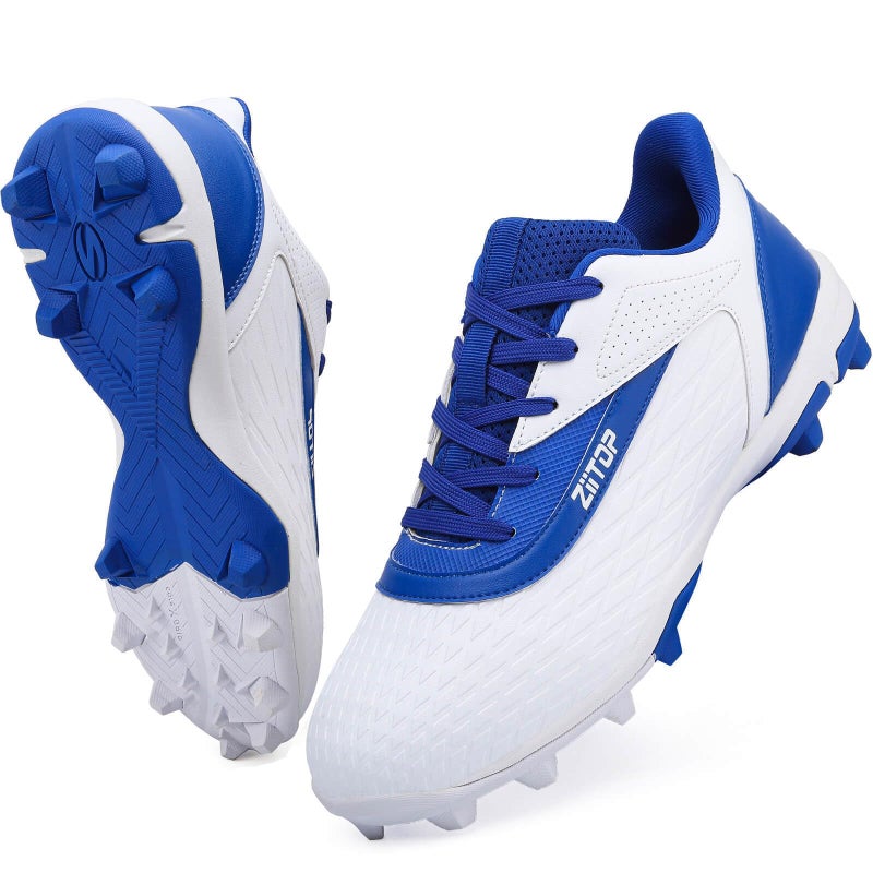 ziitop Baseball Cleats Mens Softball Cleat Turf Shoes for Men Whiteblue - Image 1