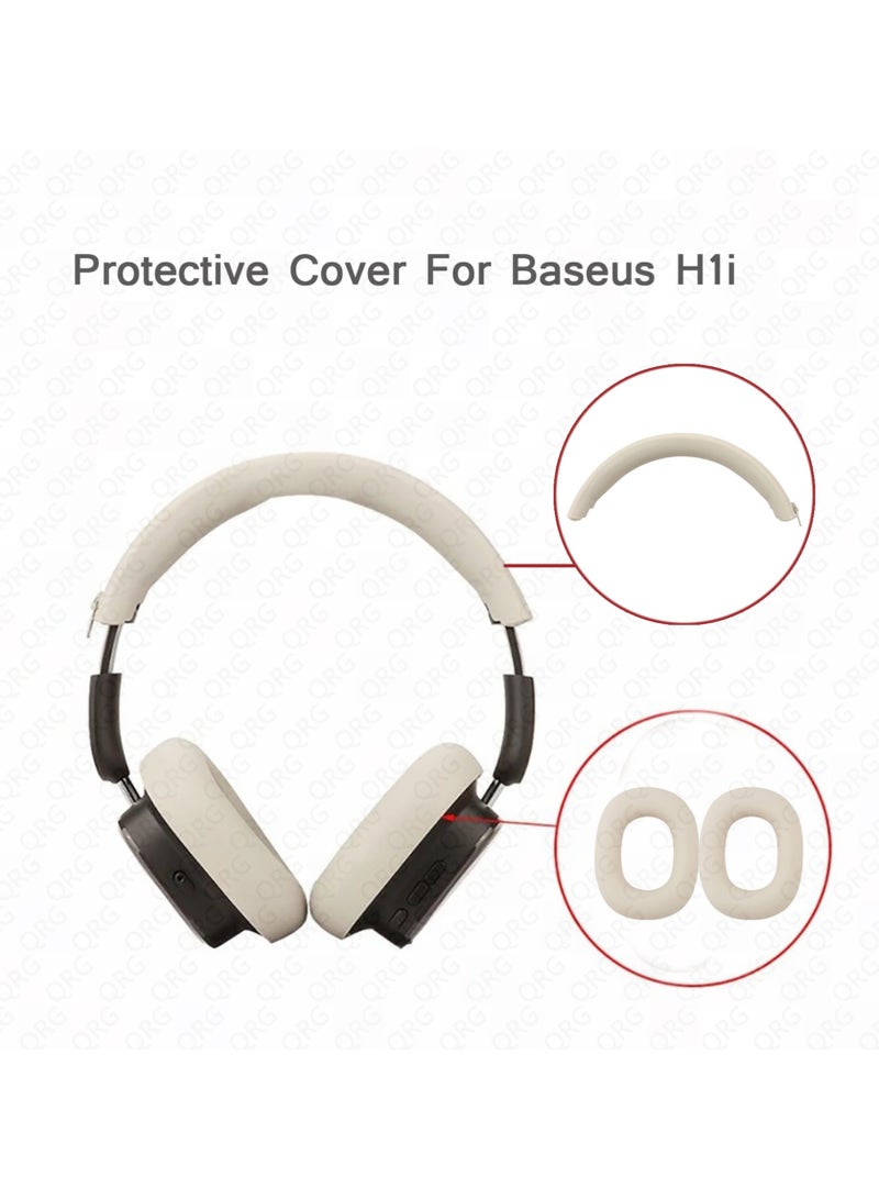 Replacement Headphone Headband Cushion Protective Cover Protector/Silicone Earphone Cushion Earpads for H1i-off-white  - Image 1