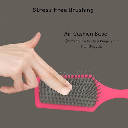 Scarlet Line Large Paddle Hair Brush with Plastic Handle, Air Cushion Paddle Brush with Ball Tip Nylon Bristles Styling and Straightening, Pink - Image 4