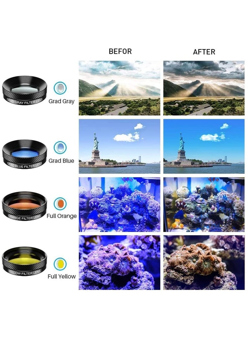 erorex 11 in 1 Phone Camera Lens Kit - Wide Angle Lens & Macro Lens+Fisheye Lens/ND32/kaleidoscope/CPL/Color Lens Compatible with iPhone Samsung Sony and Most of Smartphone - Image 4