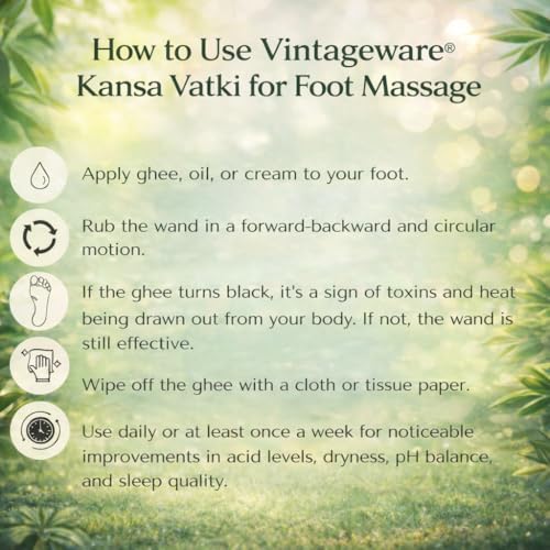 Vintageware® Kansa Vatki Foot Massager with Wooden Handle | Ayurvedic Bronze Bowl for Heel Crack Relief, Stress Reduction & Detox | Natural Brown - Image 4