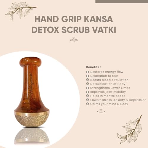 Vintageware® Kansa Vatki Foot Massager with Wooden Handle | Ayurvedic Bronze Bowl for Heel Crack Relief, Stress Reduction & Detox | Natural Brown - Image 3