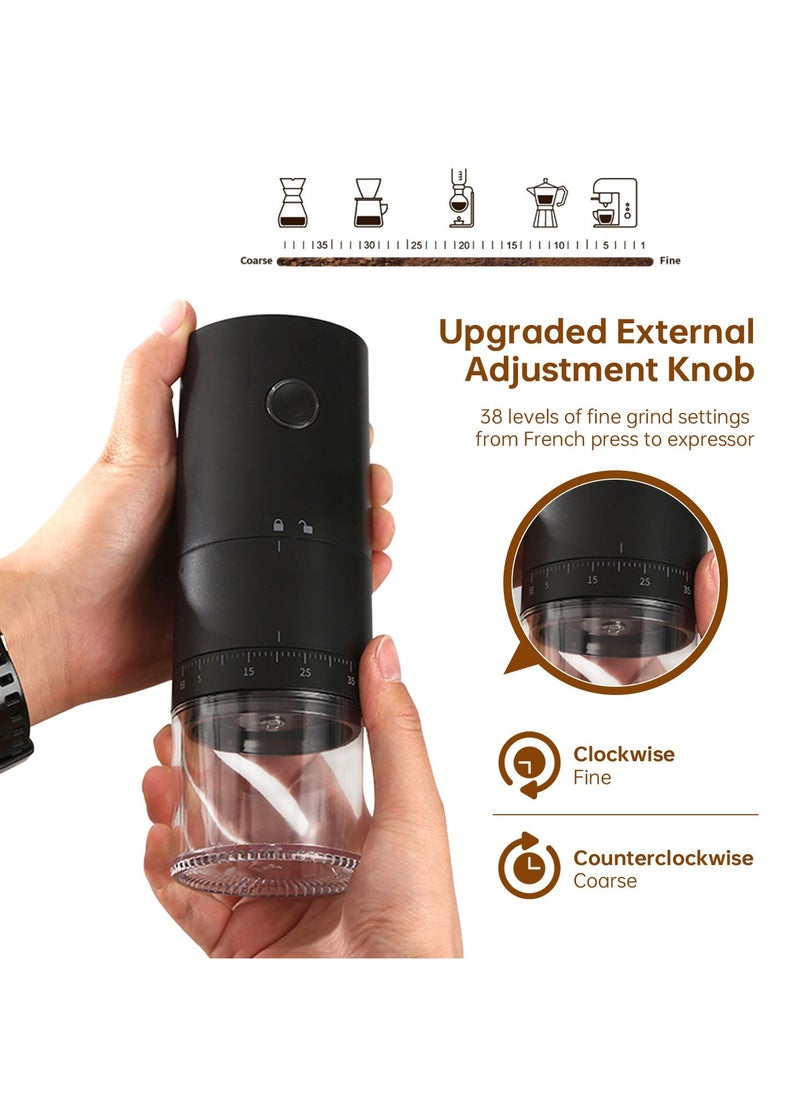 Perfin Portable Electric Coffee Grinder With External 38 Coarseness Adjustable, USb Rechargeable, Coffee Burr Grinder For Home Office Travel  - Image 2