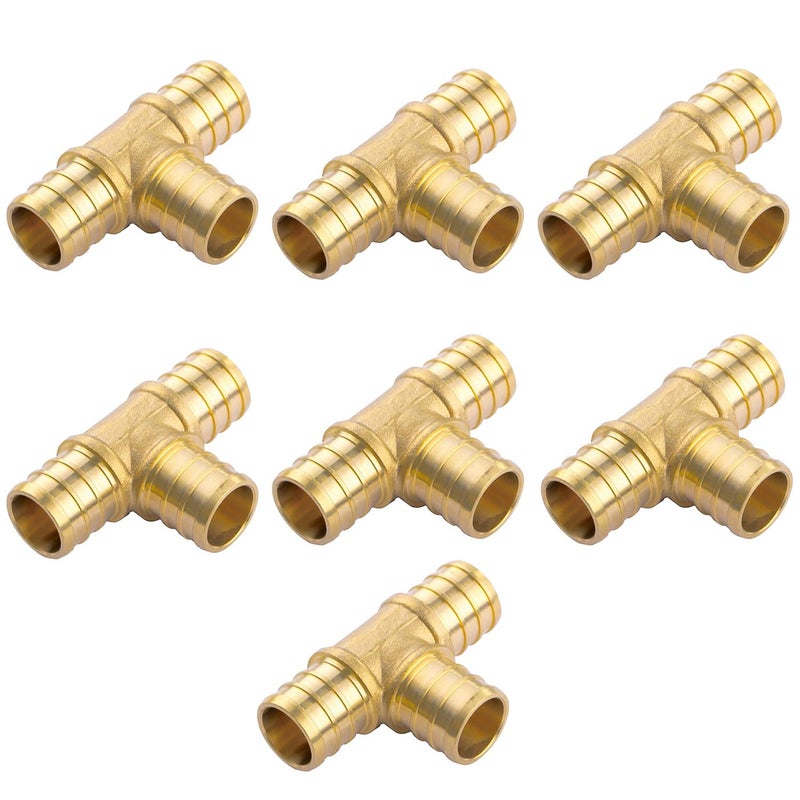 Litorange 34 inch T PEX Tee 34 x 34 x 34 Pack of 7 LeadFree Brass Barb Crimp Pipe FittingFittings - Image 2