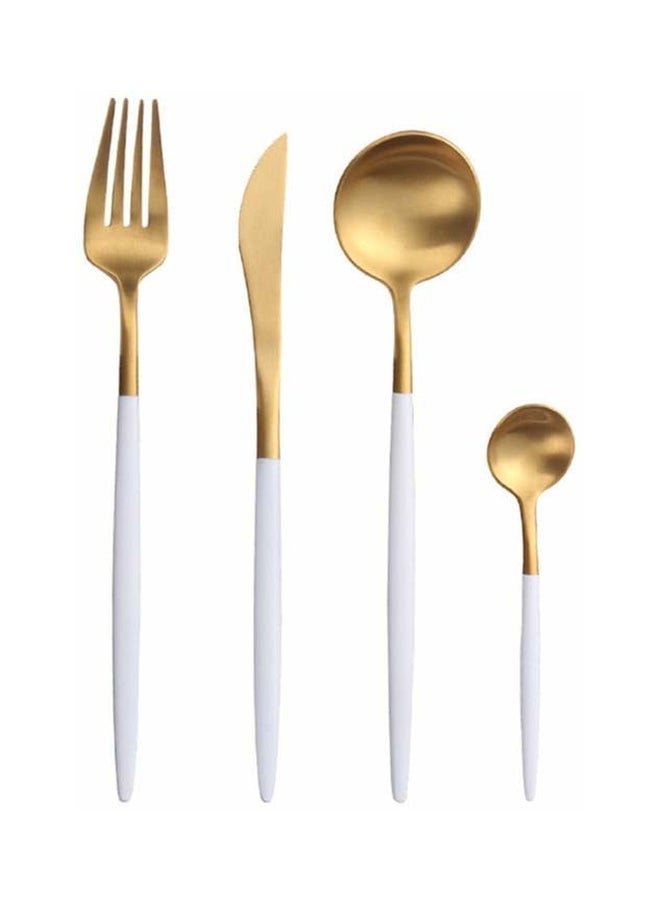 NIBEMINENT 4-Piece Cutlery Set Gold/White - Image 1
