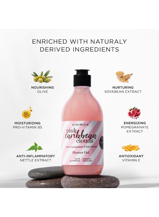 KIMIRICA Pink Caribbean Clouds Sulphate Free Shower Gel with the goodness of Red Apple & Calabrian Bergamot | 100% Vegan, Silicone Free Bodywash for all-skin types, 300ml - Image 4