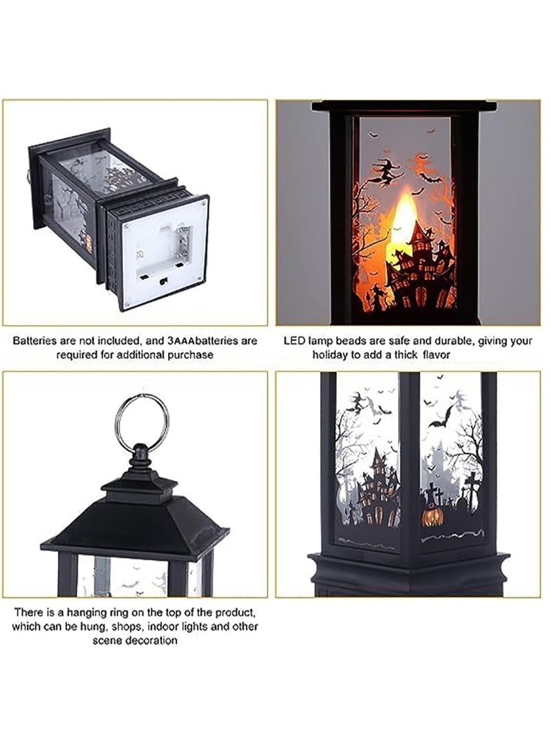 مجموعة فانوس مكونة من 4 فوانيس شموع LED عديمة اللهب تعمل بالبطارية لتزيين الحفلات الداخلية والخارجية الهالوين - Image 4