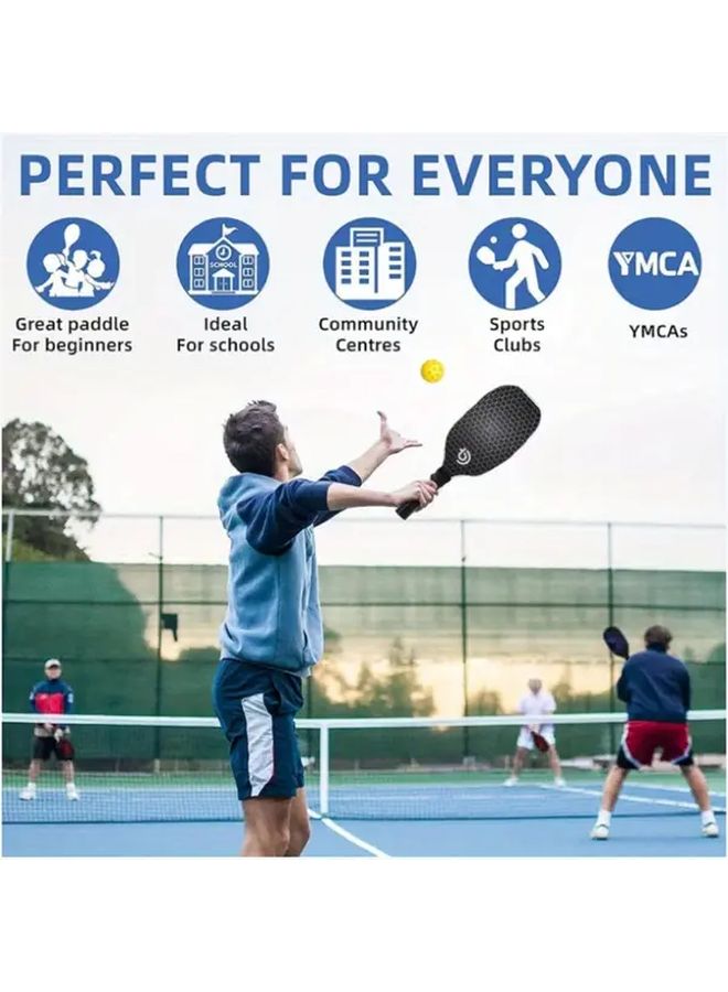 2 Pack Carbon Fiber Pickleball Paddles with Honeycomb Core Non Slip Grip 4 Balls Case Gray - Image 2