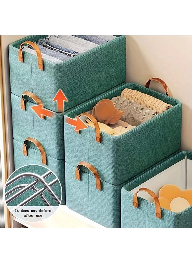 رولستيمي صندوق تخزين قابل للطي سعة كبيرة سلة تخزين الملابس والسراويل ، أخضر - Image 3