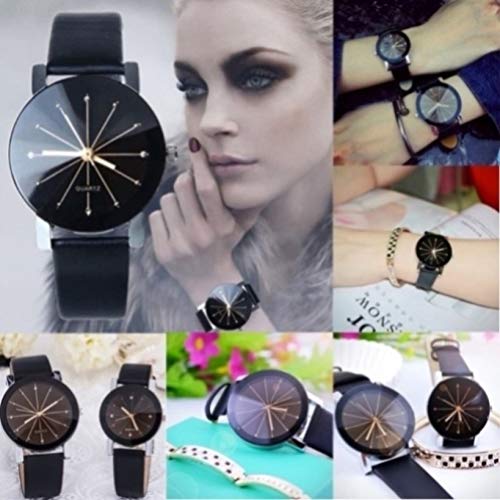 Acnos® Premium Black Dial Black Case Leather Analog Couple Watch Combo for Men and Women Pack of - 2 - Image 4