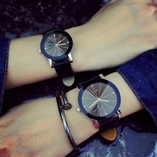 Acnos® Premium Black Dial Black Case Leather Analog Couple Watch Combo for Men and Women Pack of - 2 - Image 3